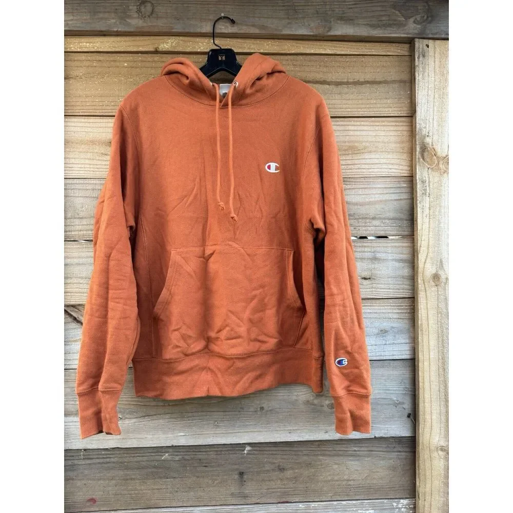 Champion REVERSE WEAVE‎ Hoodie Sweatshirt Small Blank Dark Orange
